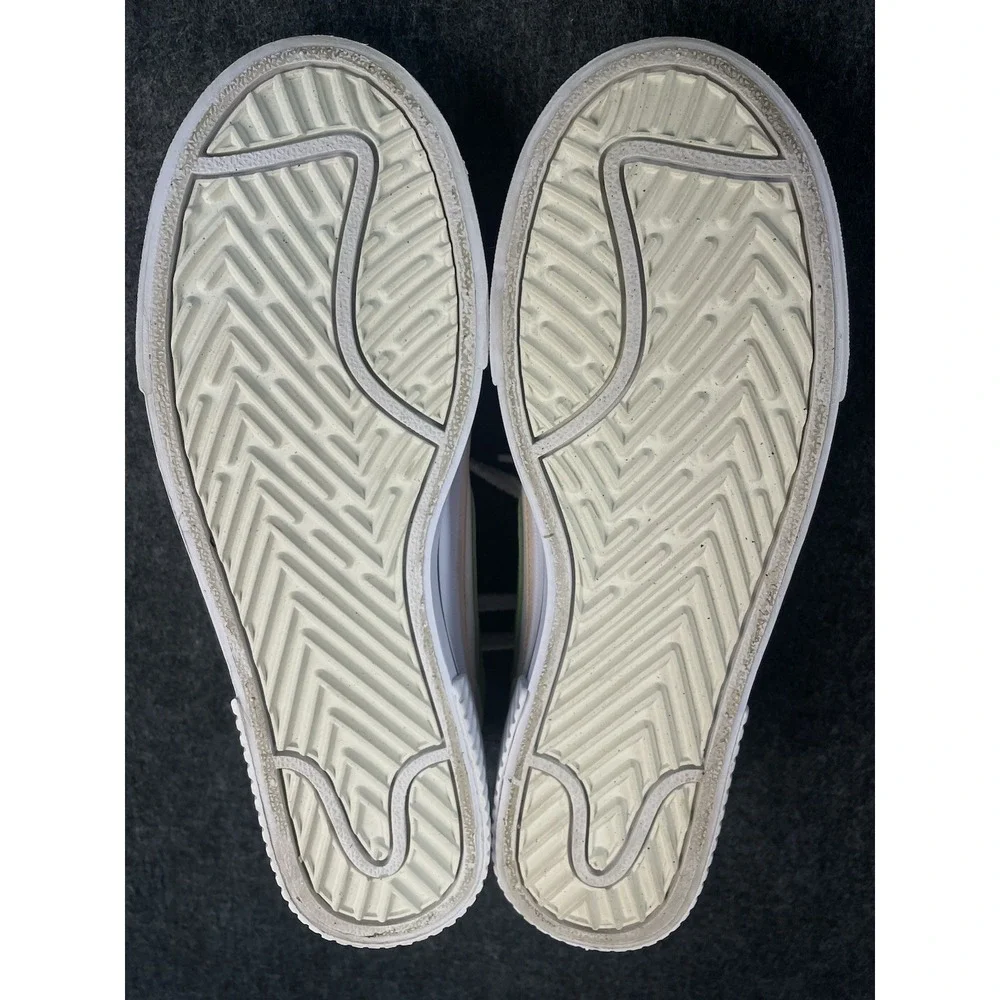 Nike White Sneakers with Lime Green Swoosh and Yellow Collar